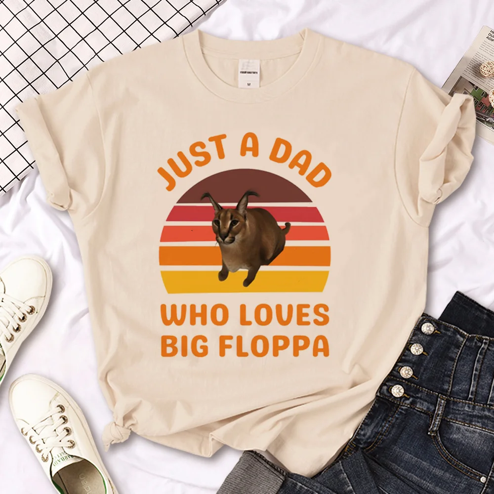

Floppa t shirt women summer harajuku Y2K t-shirts female 2000s clothes