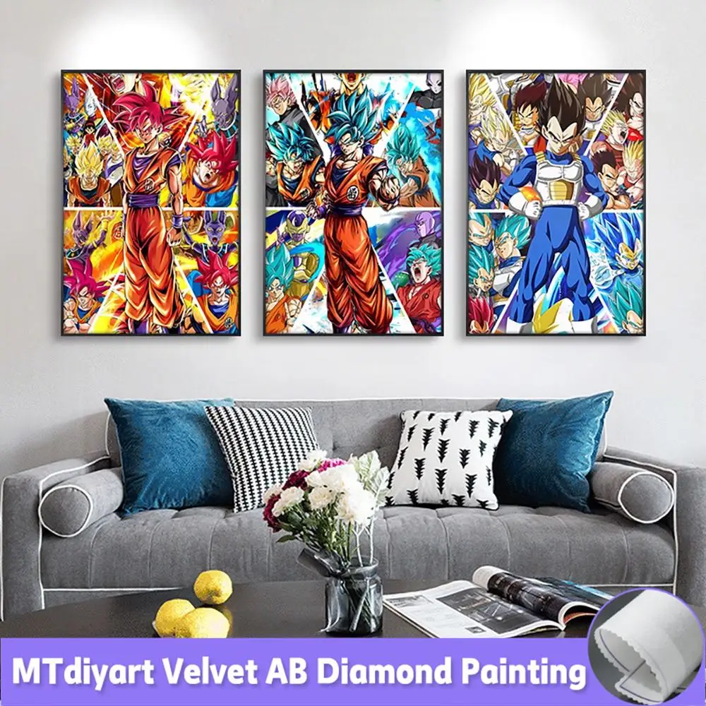 

Набор для алмазной живописи 5D «сделай сам», с рисунком из дракона, Songoku Vegeta, аниме персонаж, вышивка крестиком, мозаика, искусство, украшение для дома, подарок