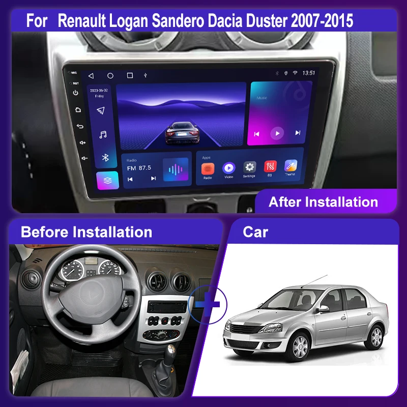 Lecteur vidéo de limitation d'autoradio pour Renault Logan Sandero Dacia  Duster, navigation Android 12 évitée, 2Din Carplay, 2007 - 2015 - AliExpress