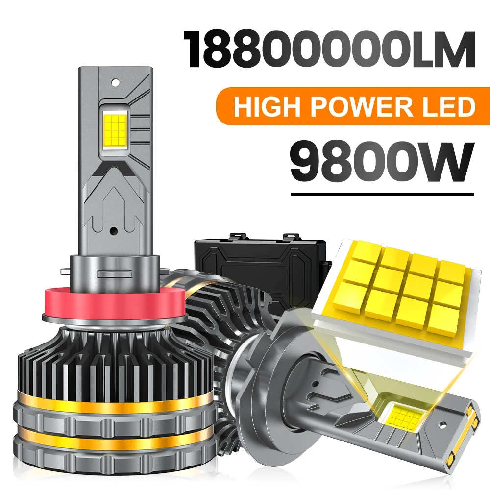 9800W 18800000LM 캔버스 H4 H7 H1 LED H8 H9 H11 9005 9006 9012 HB3 HB4 자동차 LED 헤드라이트 자동차 안개등 LED 전구 6000K 12V/24V