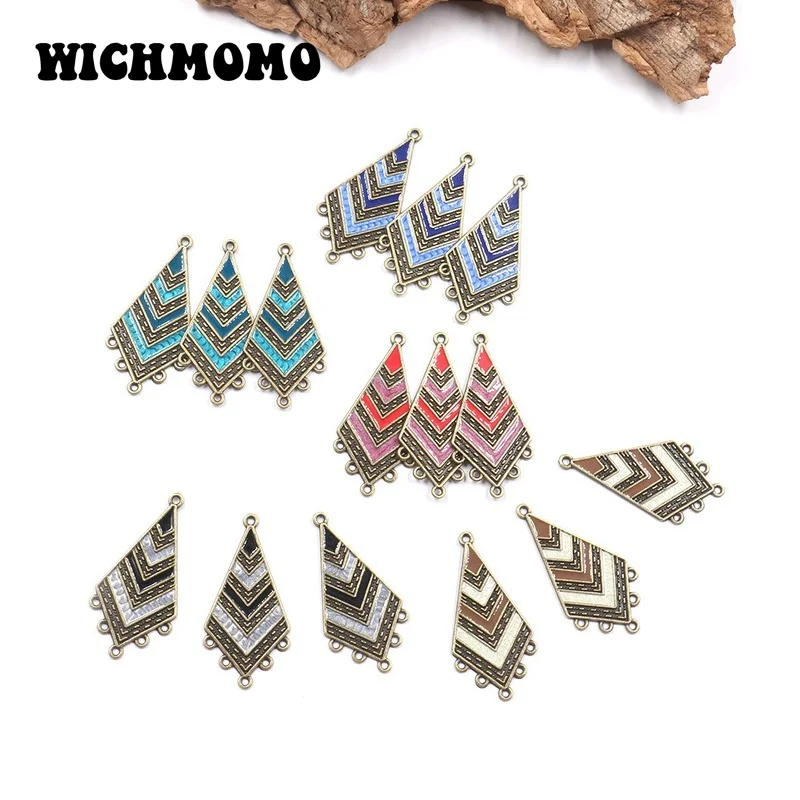 

2021 New 5pcs/bag 44*22mm Retro Zinc Alloy Drop Oil Rhombus Connectors Charms for DIY Necklace Earrings Jewelry Accessories