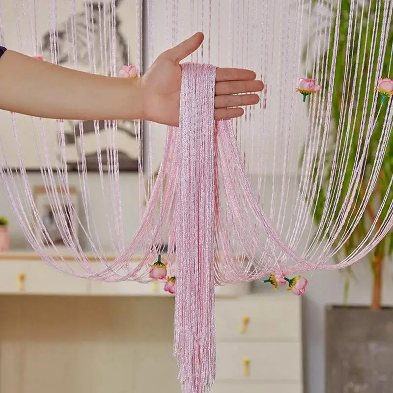 10 Rideaux De Perles Paillettes Argentées - Décoration Porte, Séparateur De Pièce, Fête - 2