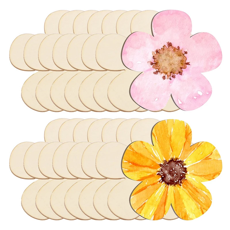 10/20pcs Unfinished Wooden Flower Discs DIY Handmade Craft Blank Wood Ornament For Birthday Party Baby Shower Wedding Decoration