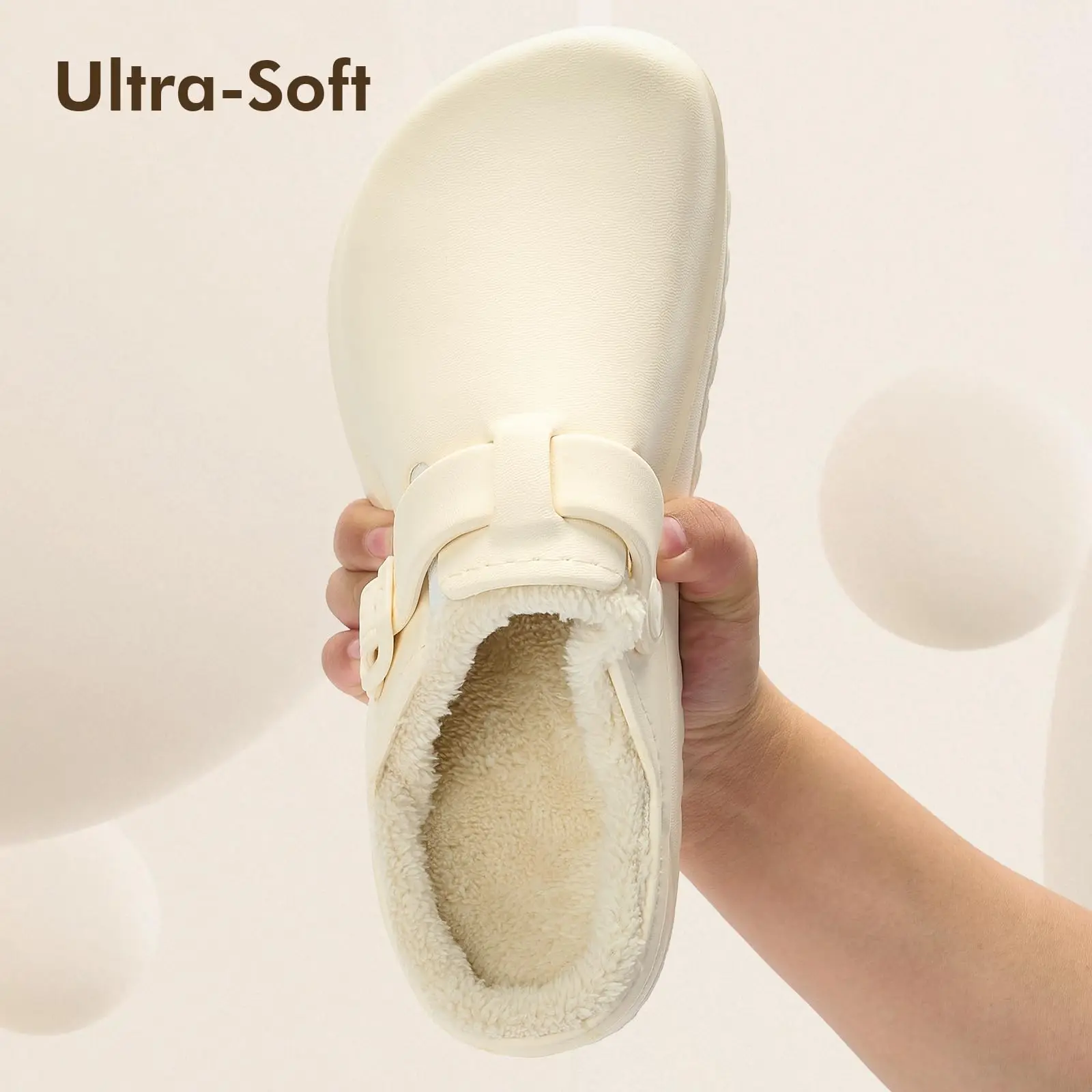 Crestar Winter Fur Women Slippers Outdoor Antiskid Waterproof Fuzzy Lined Men Garden Shoes Adjustable Warm Fluffy House Slippers 4