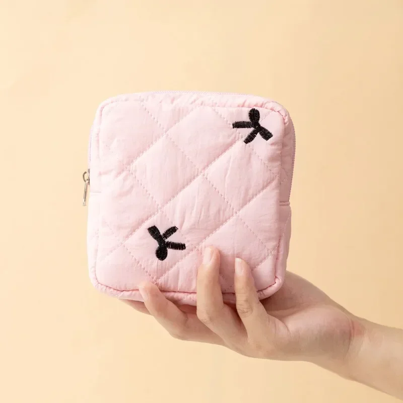 Cute Girl's Bow Sanitary Towel Bag Sanitary Cotton Storage Bag Women Small Lipstick Cosmetic Bag Earphone Coin Purse 4