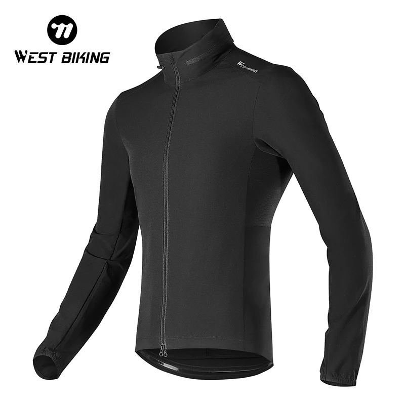 WEST BIKING Men's Cycling Windbreaker Reflective Windproof Jackets With Pocket Water Repellent Breathable Sports Running Jackets
