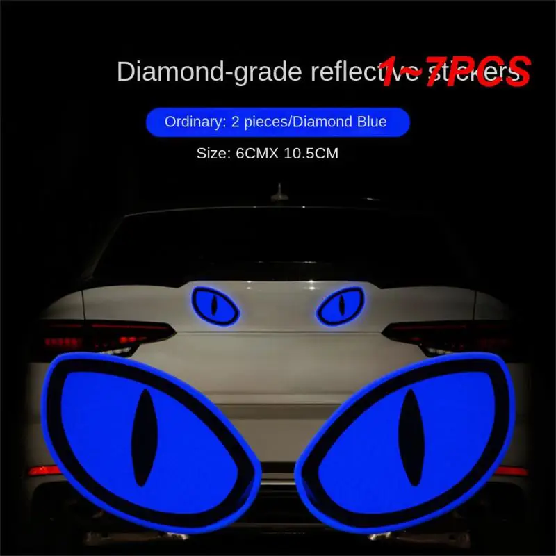

1~7PCS Car Stickers Reflective Cat Eyes Sticker Creative Rearview Mirror Sticker Decals Universal Safety Tips Reflective Eyes