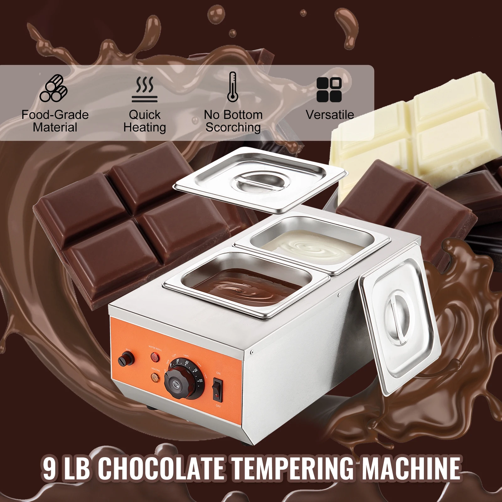 SucceBuy 2 3 Tanks Electric Chocolate Tempering Machine Chocolate cascade Melting Pot for Kitchen home appliance 2