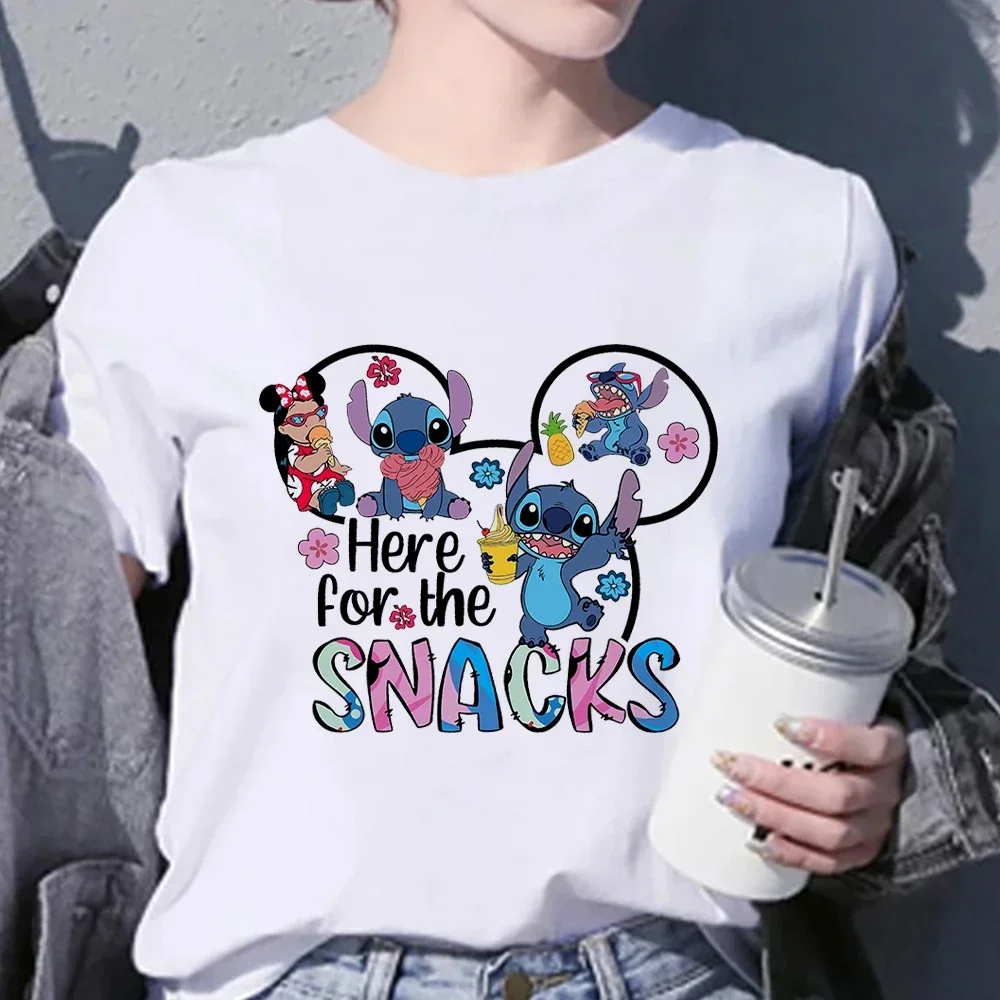 

Fashion Women T-shirt Cute Stitch Print Y2K Male T Shirt and Blouses Harajuku Streetwear Woman Clothing Top Female Blouse