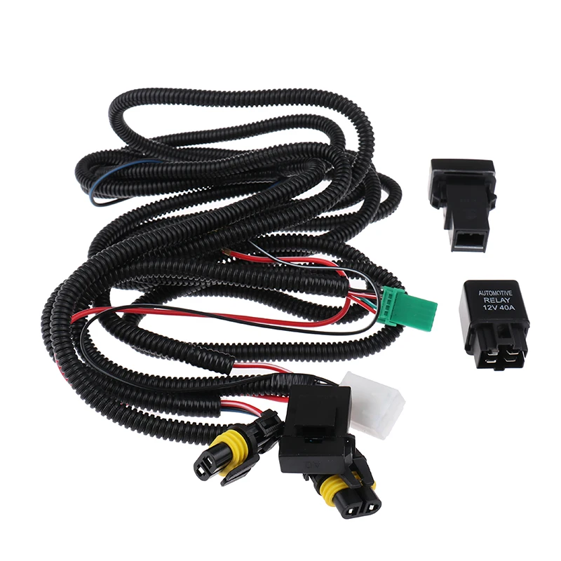 안개등 와이어링 하네스 소켓, 와이어 LED 표시기 스위치, H11, 12V, 40A 릴레이