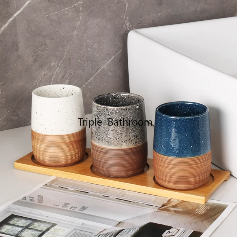 1pc Ceramic Mouthwash Cup, Ceramic Couple Water Cup, Household Toothbrush Cup, Bathroom Accessories, Homestay Toiletries