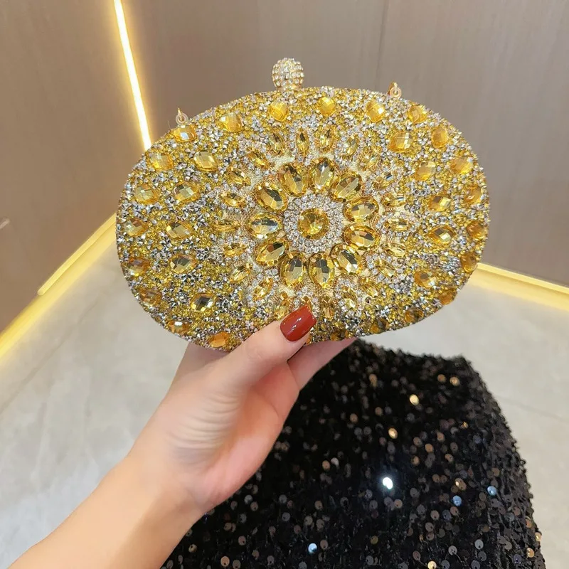 

Cross-border European and American Women's Dinner Bag 2024 Party Banquet Bag Full of and Diamonds Sunflower Evening Bag