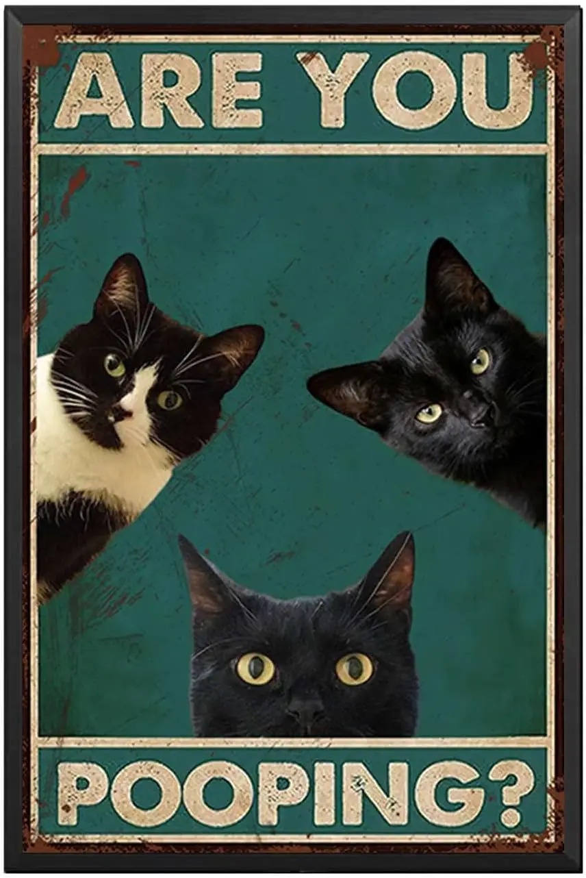 Cartello In Alluminio Vintage "Home Is Where Your Cat Is" – 20x30 Cm – Decorazione Parete Per Amanti Gatti