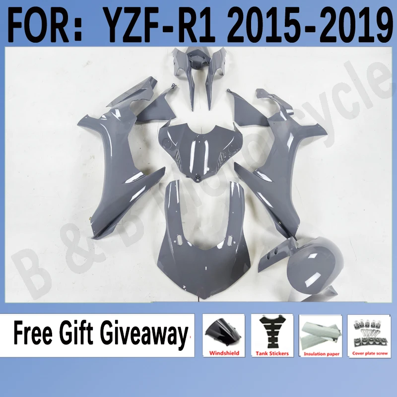 

New ABS Motorcycle Fairings Kit Fit for YAMAHA YZF - R1 R1m 2015 2016 2017 2018 2019 15 16 17 18 19 Bodywork set Grey