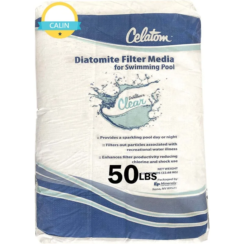 

Celatom Diatomaceous Earth DE Pool Filter Aid – Swimming Pool & Spa Filtration 50lb