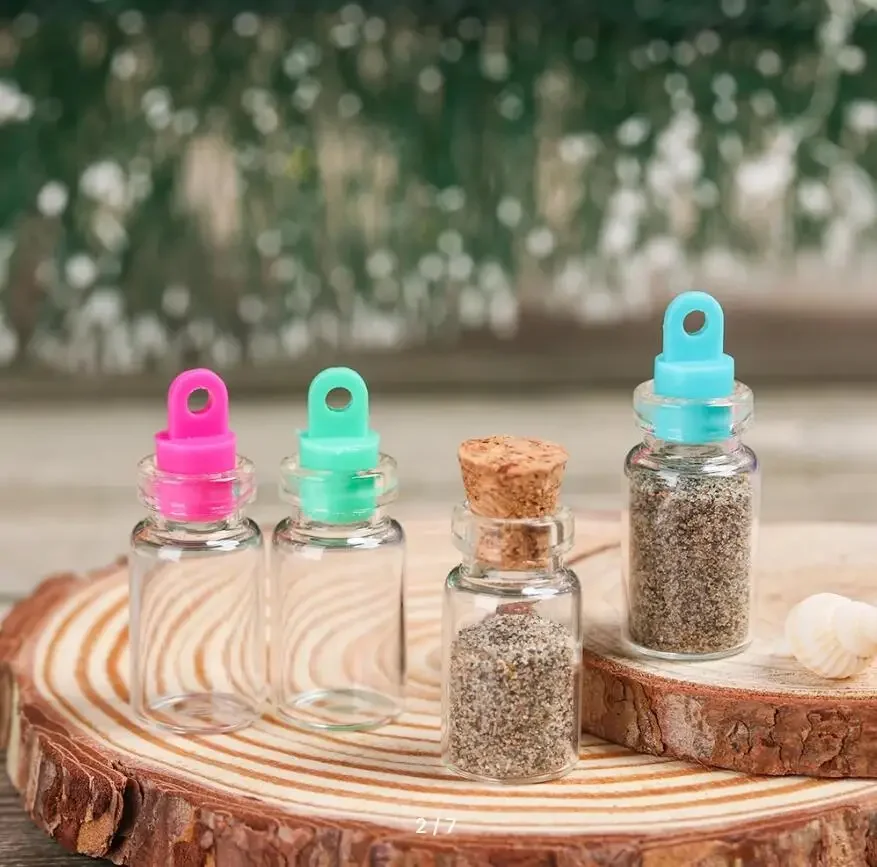 10 pcs 12x24mm Cork Stopper Rainbow Wishing Bottle Small Drift Bottle Glass Jars Decoration DIY Containers Mini Message Vials 2