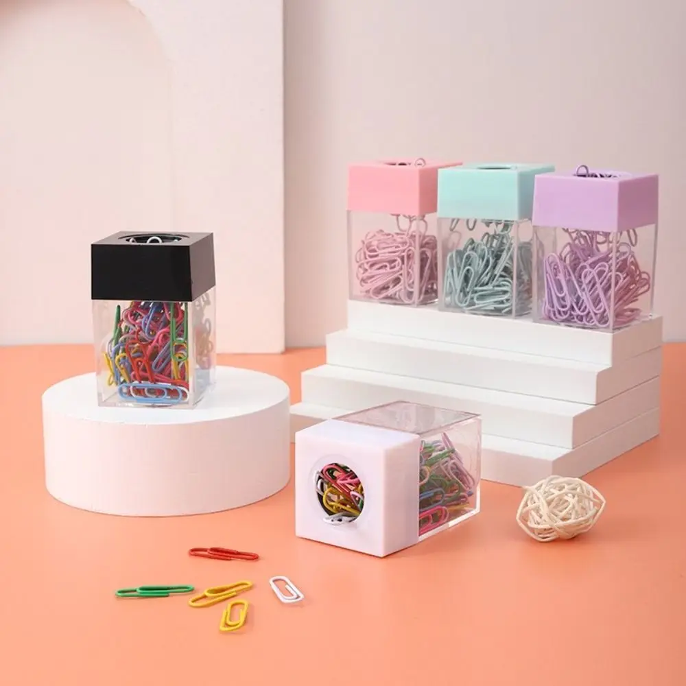 

INS Student Stationery Office Supplies Transparent School Magnetic Absorption Box Paperclip Holder Clips Dispenser Desk Storage