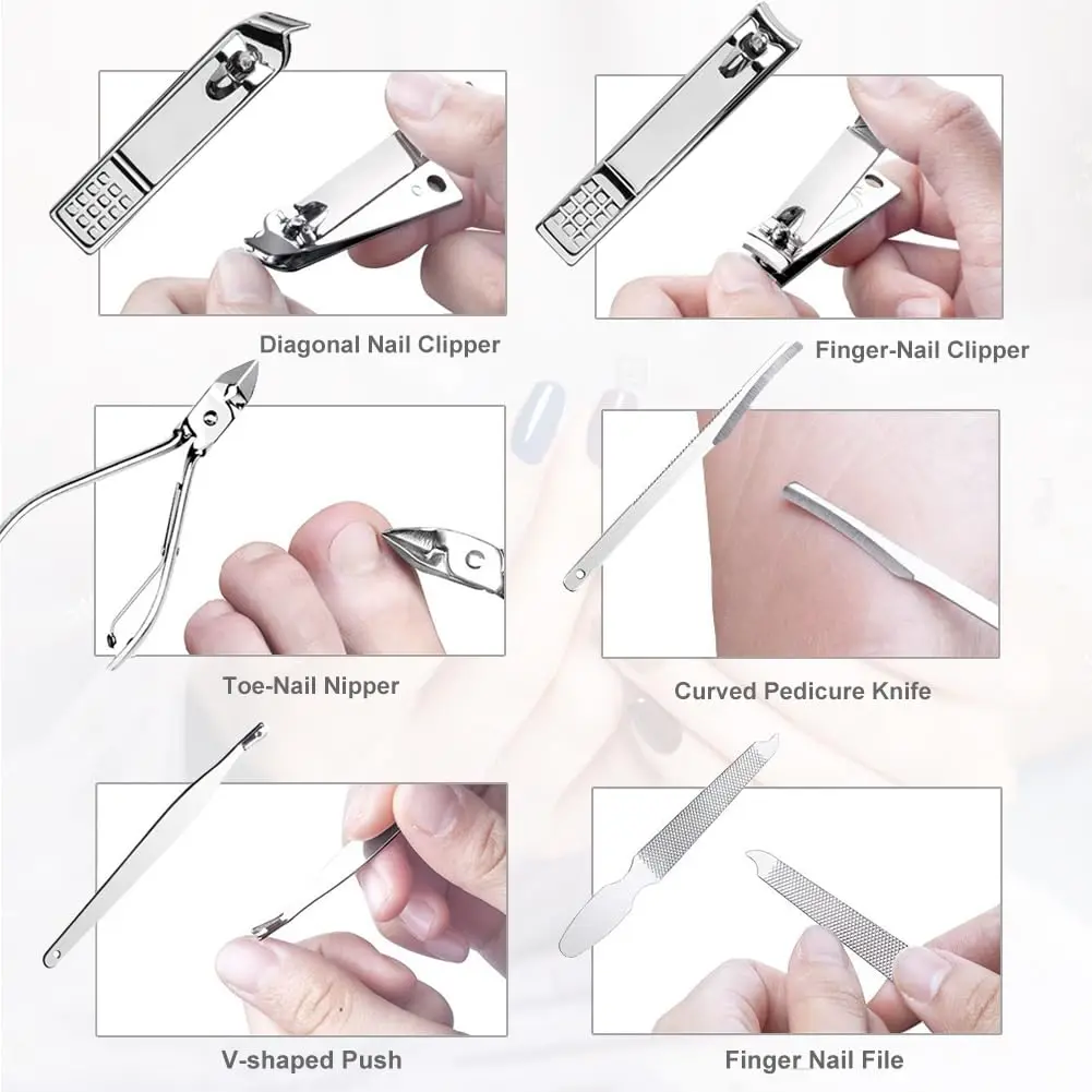 Premium 19-Piece Stainless Steel Manicure Set with Travel Case - Ideal Nail Clippers and Care Tools