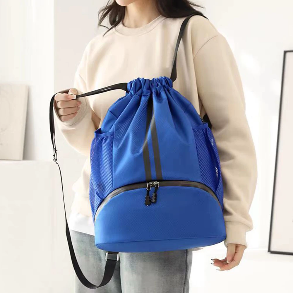 Drawstring Basketball Bag with Shoe Compartment Outdoor Sports Bag Dry & Wet Separation Hiking Climbing Backpack for Men Women 4