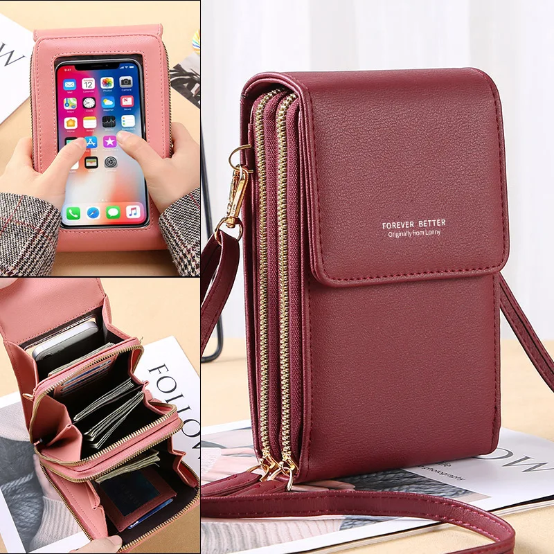 Soft Leather Women's Bag Wallets Touch Screen Cell Phone Purse Bags of