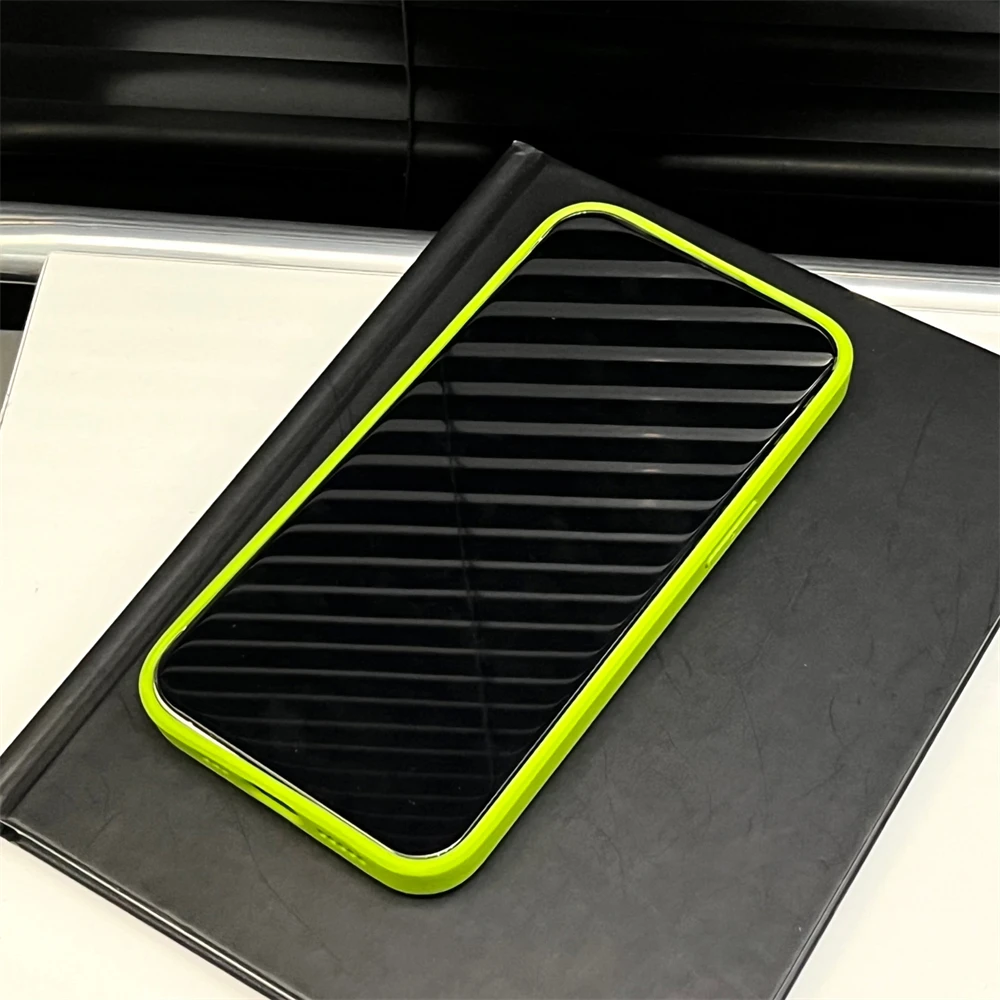 Personalized Fluorescent Green Leather Case with Custom Initials