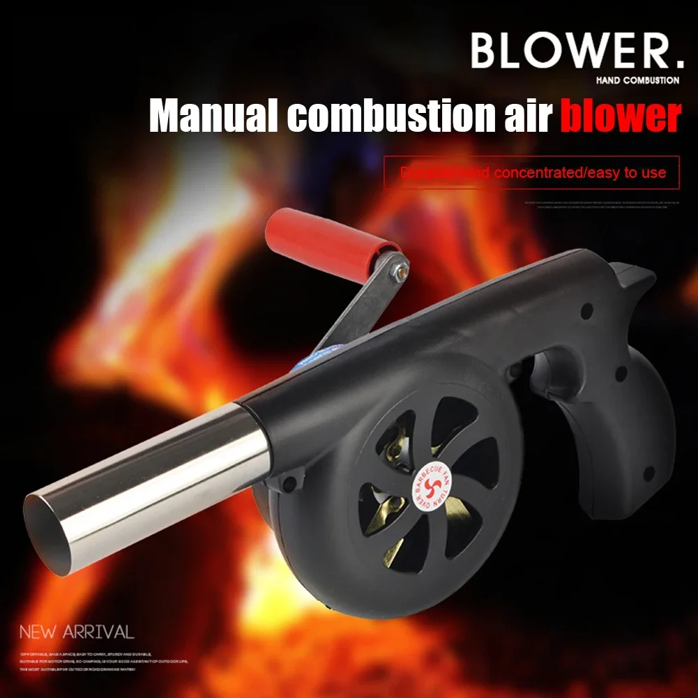 Portable Barbecue Air Blower Hand Crank BBQ Fan Outdoor Cooking Barbecue Hair Dryer Manual Handle Picnic BBQ Fans Tools Grill