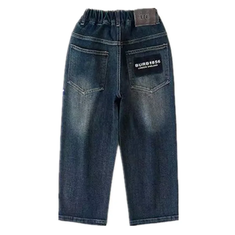 OLEKID 2026 Teenage Boys Jeans Kids Boys Letter Pockets Denim Pants Junior Boy Pant Casual Loose Straight Trousers for 4-14Y Boy - 5