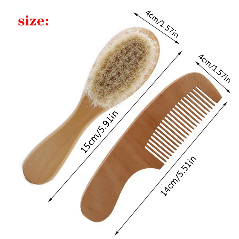 2pcs Wooden Baby Hair Brush Comb Soft Baby Bath Brush Clean Hair Body Gentlely Baby Protect Shower Baby Wash Care Tool - Image 6