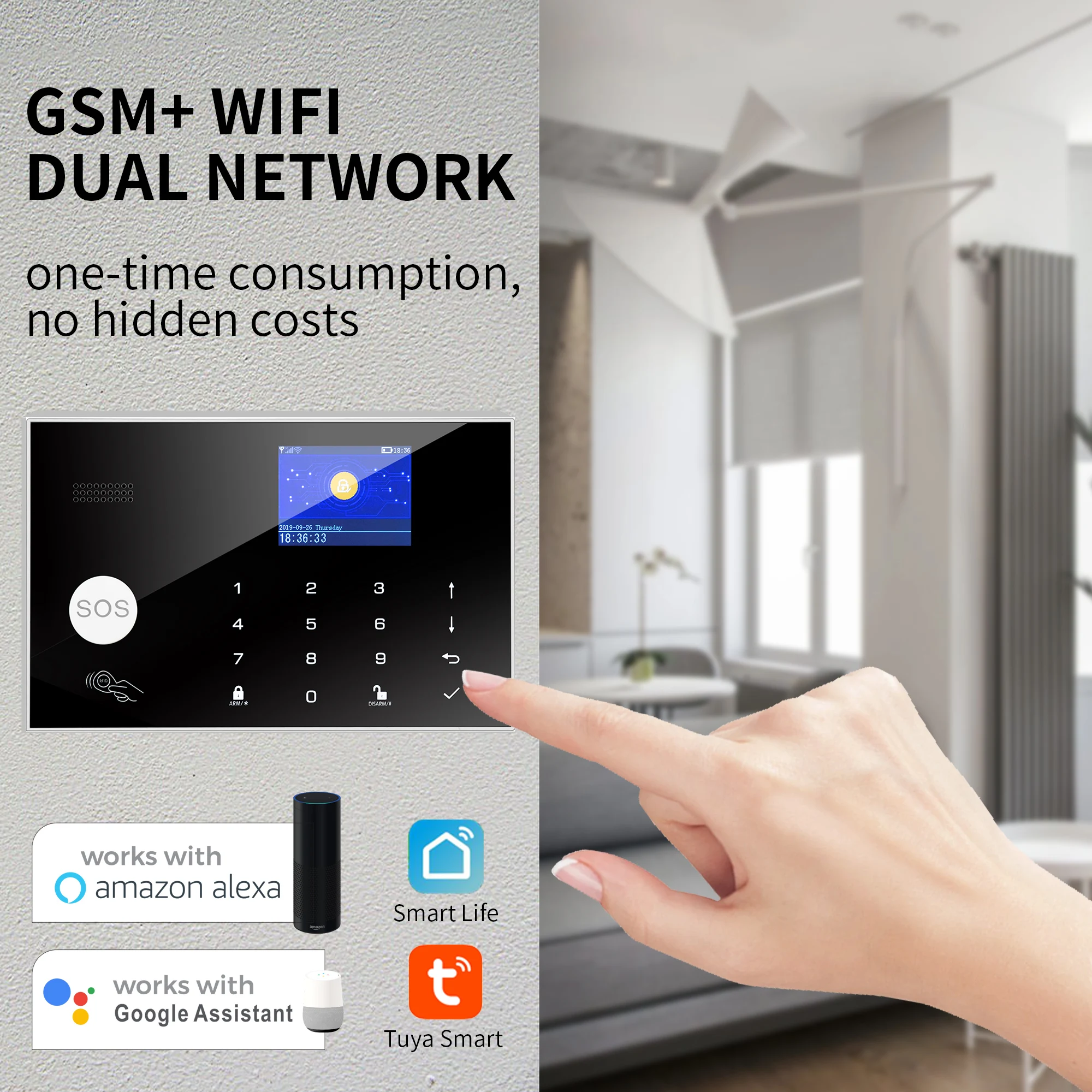 Security Alarm Home Alarm Host System GSM WiFi Wireless Protection Tuya Smart Life App Control for Office Warehouse