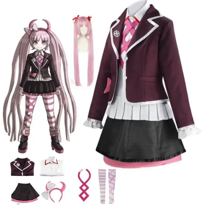 

Another Episode Utsugi Kotoko Cosplay Costumes Full Set Zentai Danganronpa School Girl Skirt Clothing Uniform With Wig