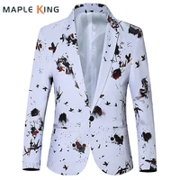 Mens Luxury Floral Printed Suit Blazer Homme Night Club Stage Wedding 2020 Single Breasted Jacket Ternos Masculino Luxo 5XL 6XL 1