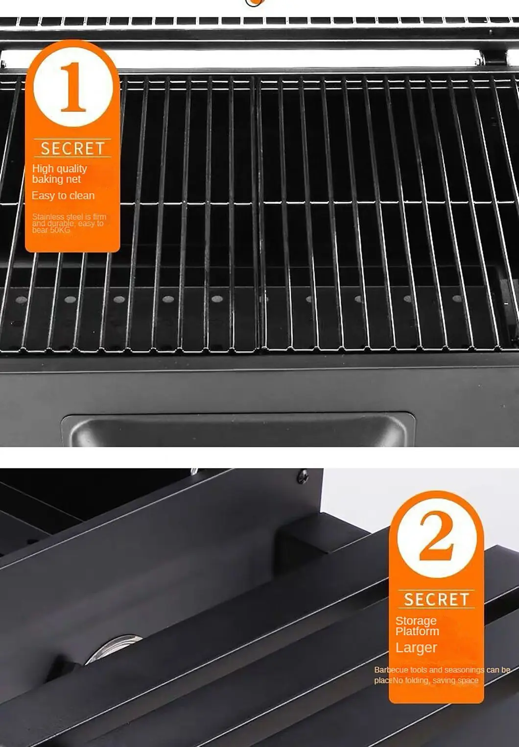 New Oil Drum Barrel Outdoor Charcoal Barbeque BBQ Grills Backyard Party Barbecue Smoker with Rotisserie Roast Chicken Rack