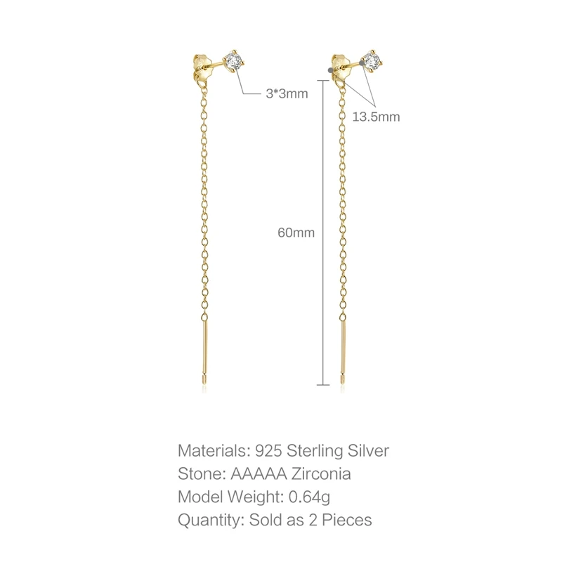 Aide 925 Sterling Silver Long Chain Tassel Drop Earring Line Crystal Long Line Bar Pendant Dangle Earring Jewelry for Women Gift dangle earrings drop earrings pendant earrings long earrings crystal tassel earrings crystal earrings