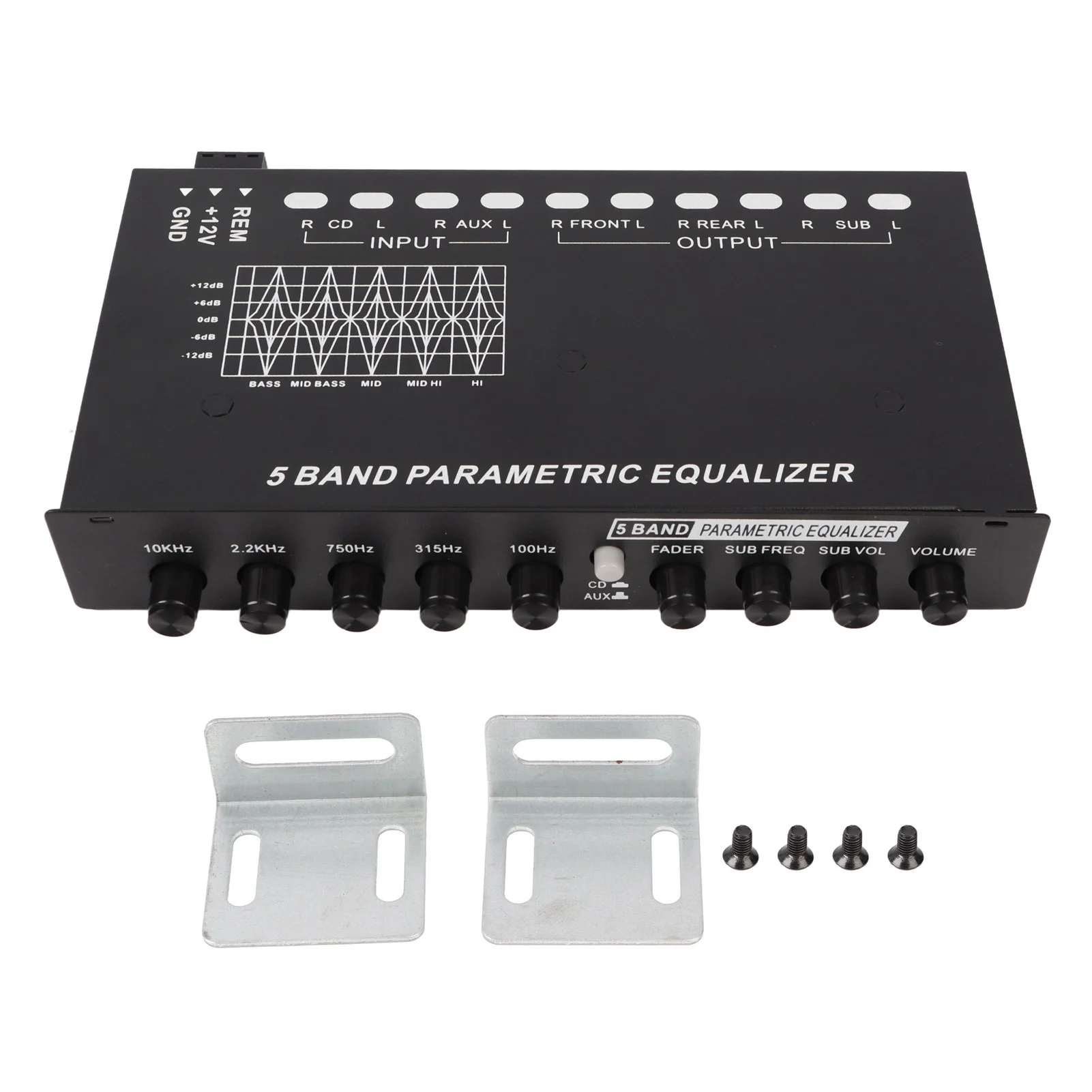 Sound Amplifier Audio Equalizer Car Stereo Equalizer Adjustable 5 Bands Precise Tuning EQ Tuning Crossover Amplifier Graphic Equalizer Car Accessories