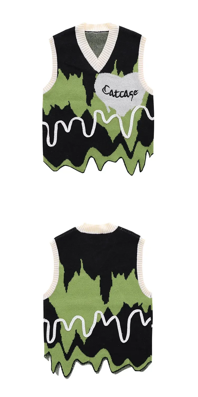 Description Picture 4 of itemAutumn Y2k Sweater Vest Men Women Harajuku Colorblock Sleeveless Sweater Harajuku Casual Loose Jumpers Spring Tops Streetwear