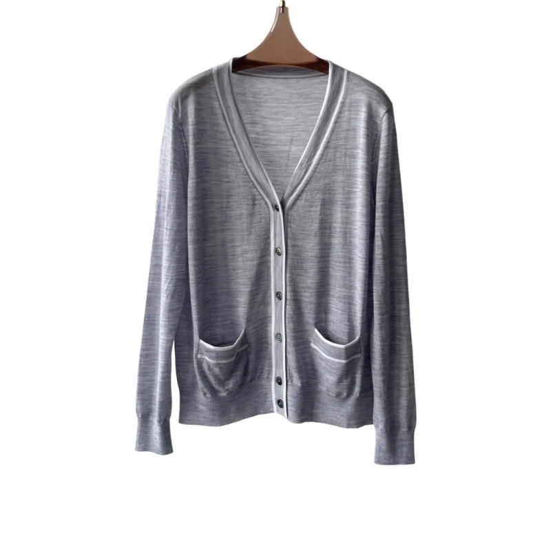 

24 Early spring cashmere spun silk cardigan cashmere silk blend top quality linen blazer women casaco feminino elegante luxo