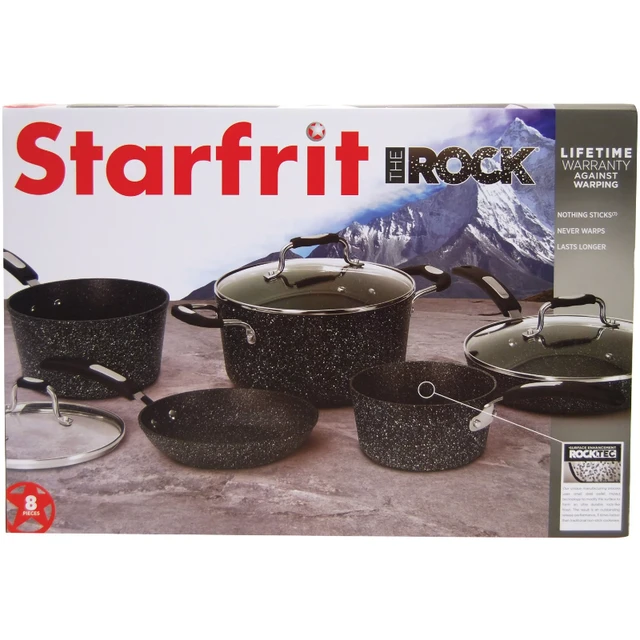 The Rock by Starfrit 8-Piece Cookware Set with Bakelite Handlescookware pots  and pans set - AliExpress