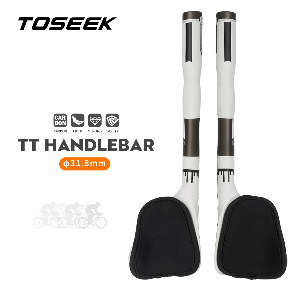 

TOSEEK Carbon Fiber Road Bike Rest Relax TT Handlebar Light Weight MTB Road Race With Sponge Elbow Pad Bike Accessories