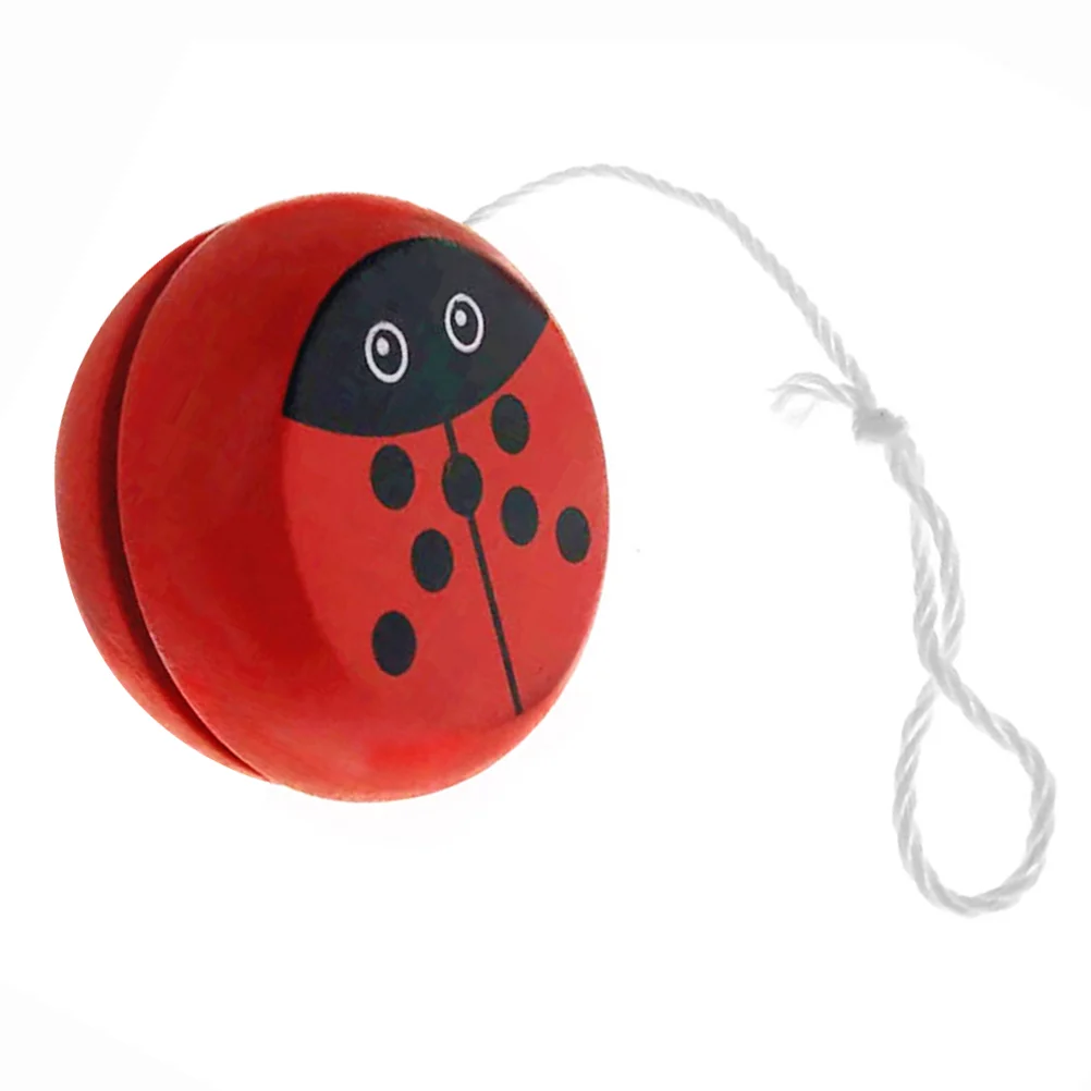 Wooden Yoyo Ball Kids Wood String Toy Safe YoYo For Hobby Collectibles Ladybird Pattern Design Small