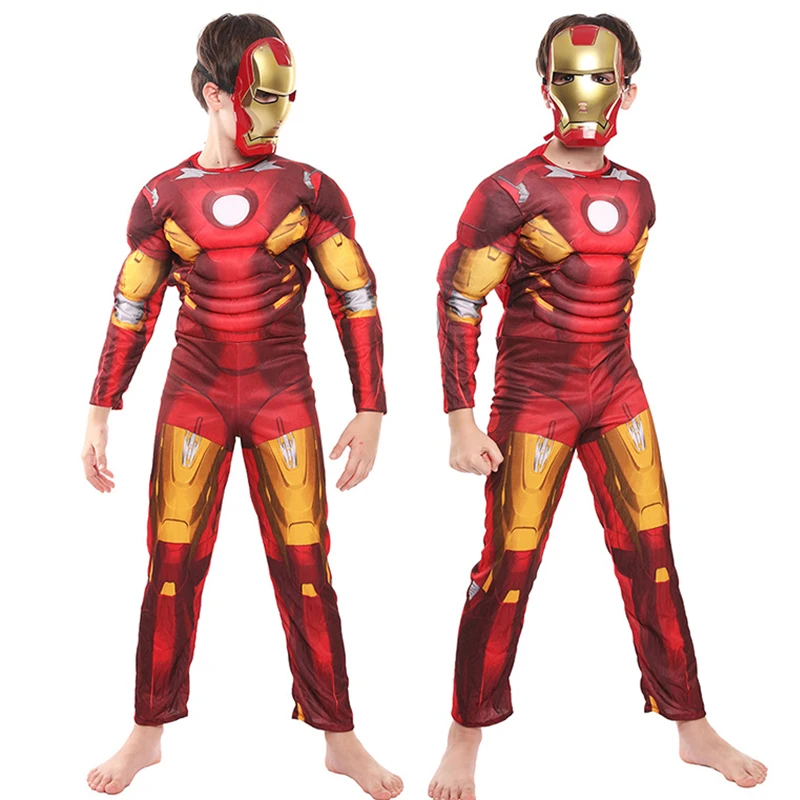 Childen Iron Man Superhero Cosplay Costume Jumpsuit Mask Gloves Suit Halloween Child cosplay jumpsuit superhero cosplay costume