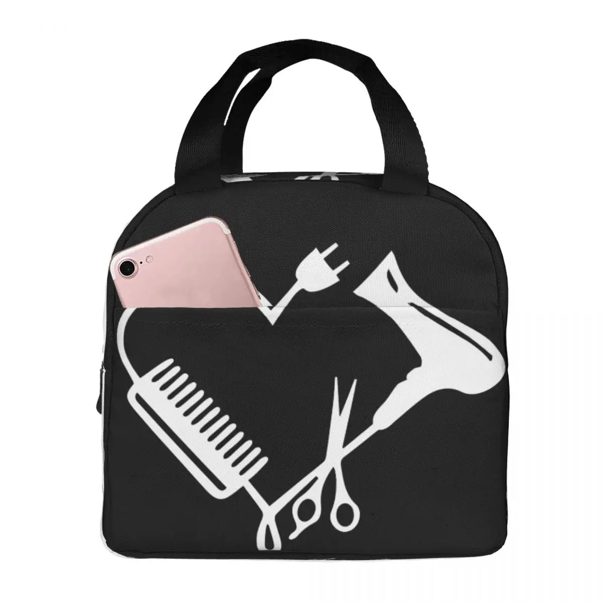 

Hair Dresser Heart Lunch Bag Unisex Portable Cooler Insulated Lunch Box Food Bento Box
