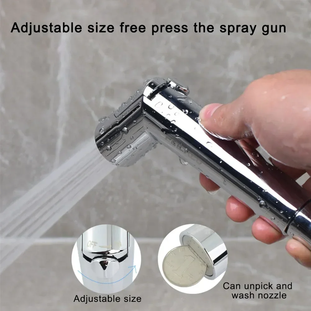 Faucet Sprayer Hand Held Bidet Cleaning Nozzle For Bathroom Self Cleaning For Washing Press-Silver Durable