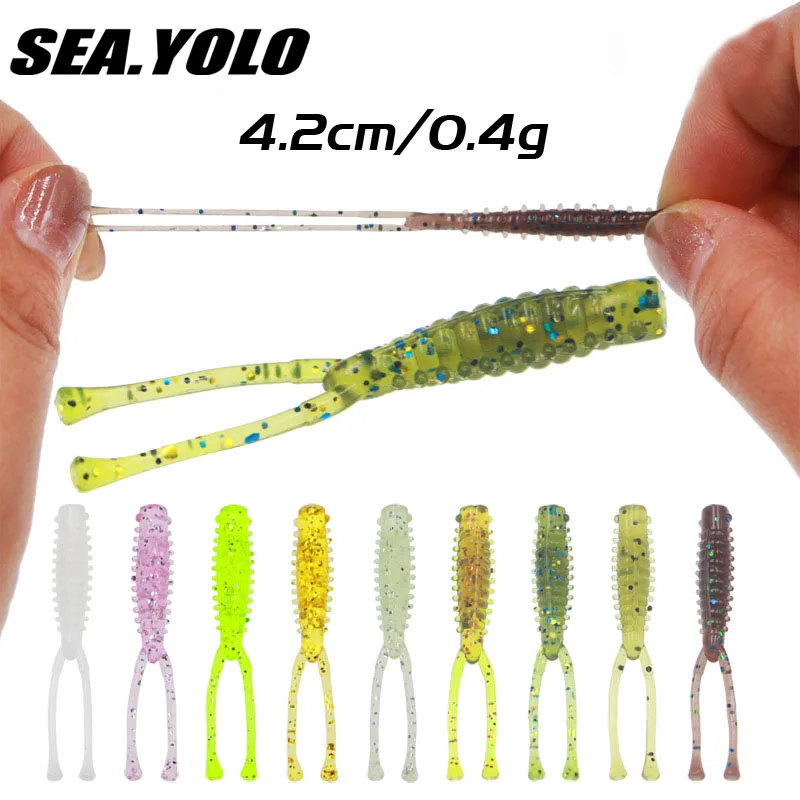 

Sea.Yolo Slow Sinking 4.2cm Micro Lure Artificial Lure Root Fishing Double Tail Soft Lure Bionic Fishing Accessories