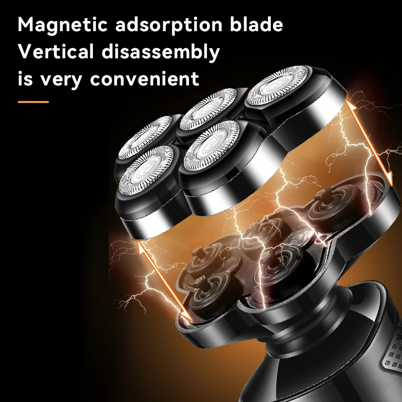 Kemei Rechargeable 5 Blades Shaver Electric Rotary Razor Bald Head Intelligent Wet Dry Men Beard Shaving Trimmer IPX5 Washable 4
