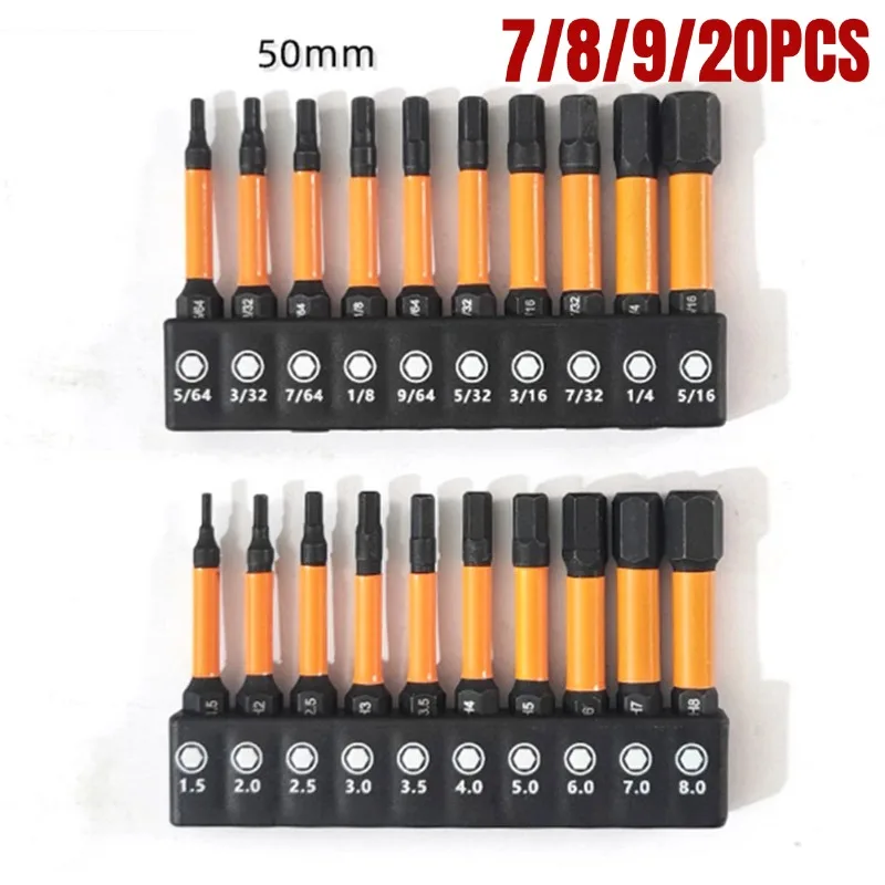 

7/8/9/20PCS Screwdriver Bit Set Magnetic Hex Head 1/4 Shank Screwdriver Bit Electric Hexagonal Bit Screwdriver Socket Bit