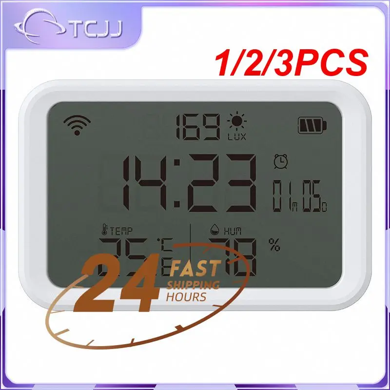 

1/2/3PCS Tuya Wifi Smart Temperature And Humidity Sensor Lux Light Detector Indoor Hygrometer Thermometer LCD Screen Works With