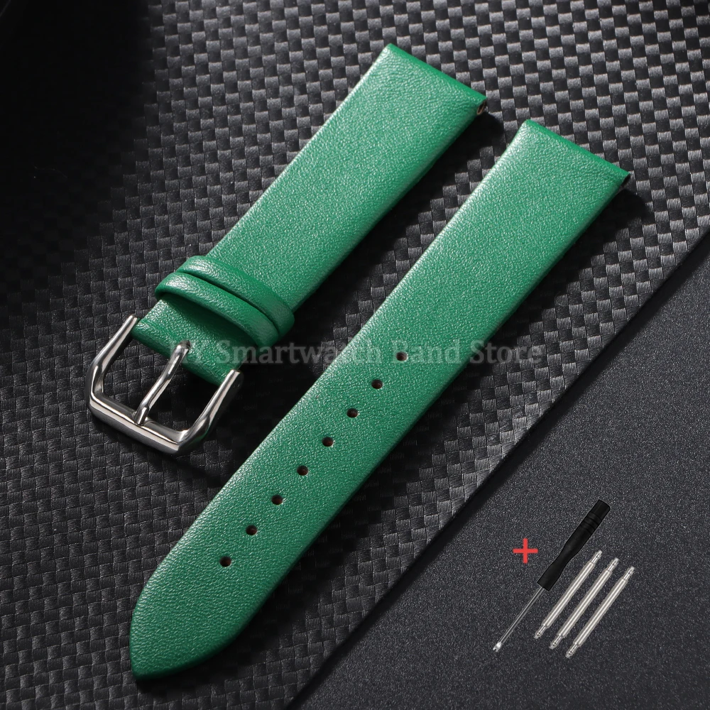 Leather Watch Strap | Ultra Thin Waterproof Wrist Band with Metal Pin Buckle