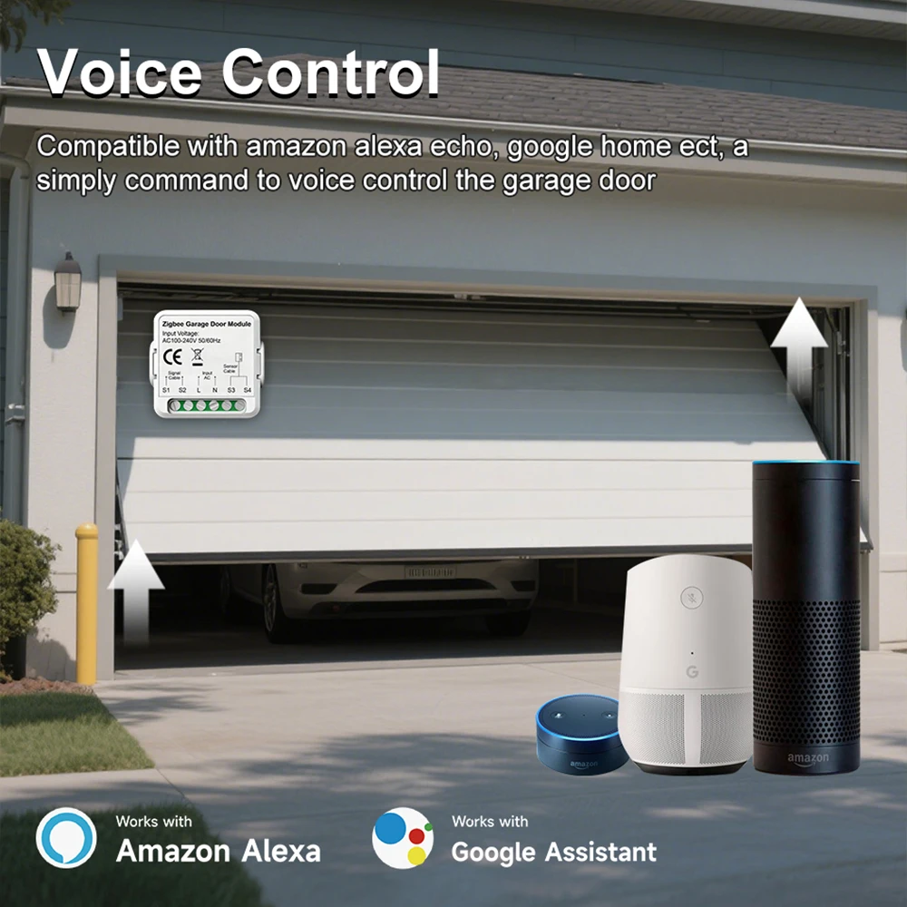 Tuya WiFi 스마트 차고 문 스위치 모듈 원격 제어 차고 문 개폐기 컨트롤러는 Alexa Google Smart Life와 함께 작동합니다.
