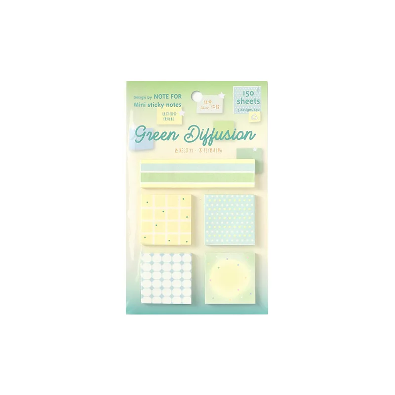 120 fogli Mini Blocco Note Adesive Combinato, Serie Color Buoyancy, Stile Ins Fresco a Pois, per Messaggi e Promemoria - immagine 5