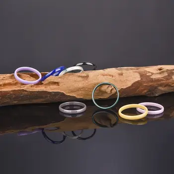 Anello in ceramica a 9 colori anelli circolari sottili e lisci per donna uomo Design semplice anelli da dito estetici coppia di gioielli regalo Y2K